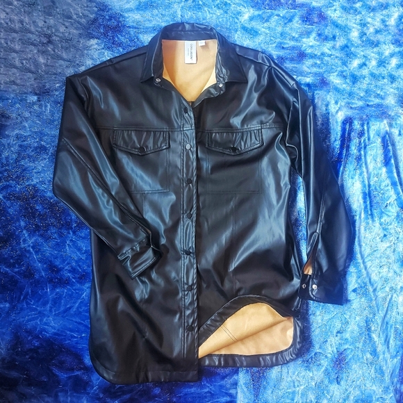 COLLUSION faux leather dress or long top - Picture 1 of 3